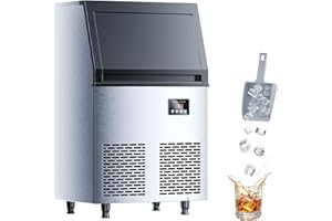 Coolski 200 lbs/24H Commercial Ice Maker Machine,45 Cubes/6mins, 35 lbs Ice Storage Capacity, Under Counter Ice Maker Self Cleaning, Stainless Steel Freestanding Ice Maker for Home Bar Restaurant