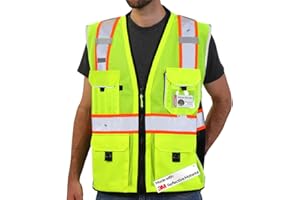 Neopelta Reflective Safety Vest Yellow Mesh, Made with 3M Reflective Tape, Heavy Duty Vest with ID pocket, Padded Neck, Yellow L