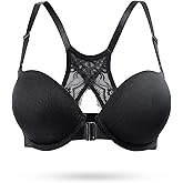 Upushall Push Up Front Closure Bras for Women Thick Padded Racerback Add 2 Cups Plunge Bra Underwire