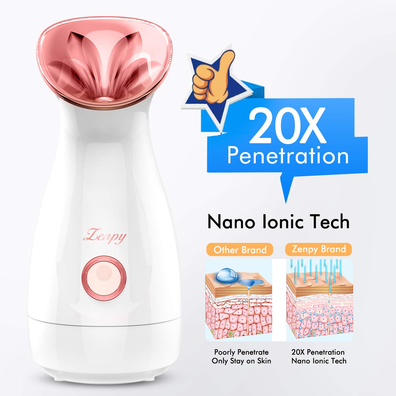 Facial Steamer Nano Ionic Hot Mist Face Steamer Home Sauna SPA Face Humidifier Atomizer for Women Men Moisturizing Unclogs Pores Spa Quality: Beauty