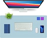 K KNODEL Desk Mat Blotter Dual-Sided PVC Leather Pad 60x35cm Light Blue
