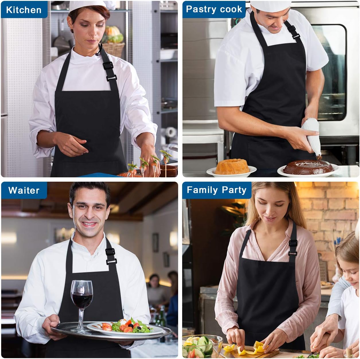 Syntus Apron Chef Hat Set, Adjustable bib Apron Baker Chef Hat Women Men, Black: Home & Kitchen