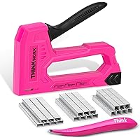 THINKWORK Light Duty Staple Gun, Pink Upholstery Staple Gun for Wood with 2100pcs JT21 Staples 1/4", 5/16", 3/8" and Staple R