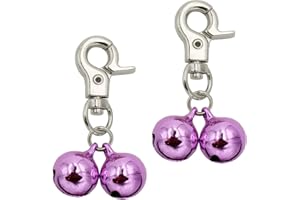KITTAIL Bells for Dog Collars - 2 Pack Stainless Steel Bell Necklace for Dogs & Cat - Pet Pendant Accessories Training Collar Charm with Heavy Duty Snap Clips, Pink