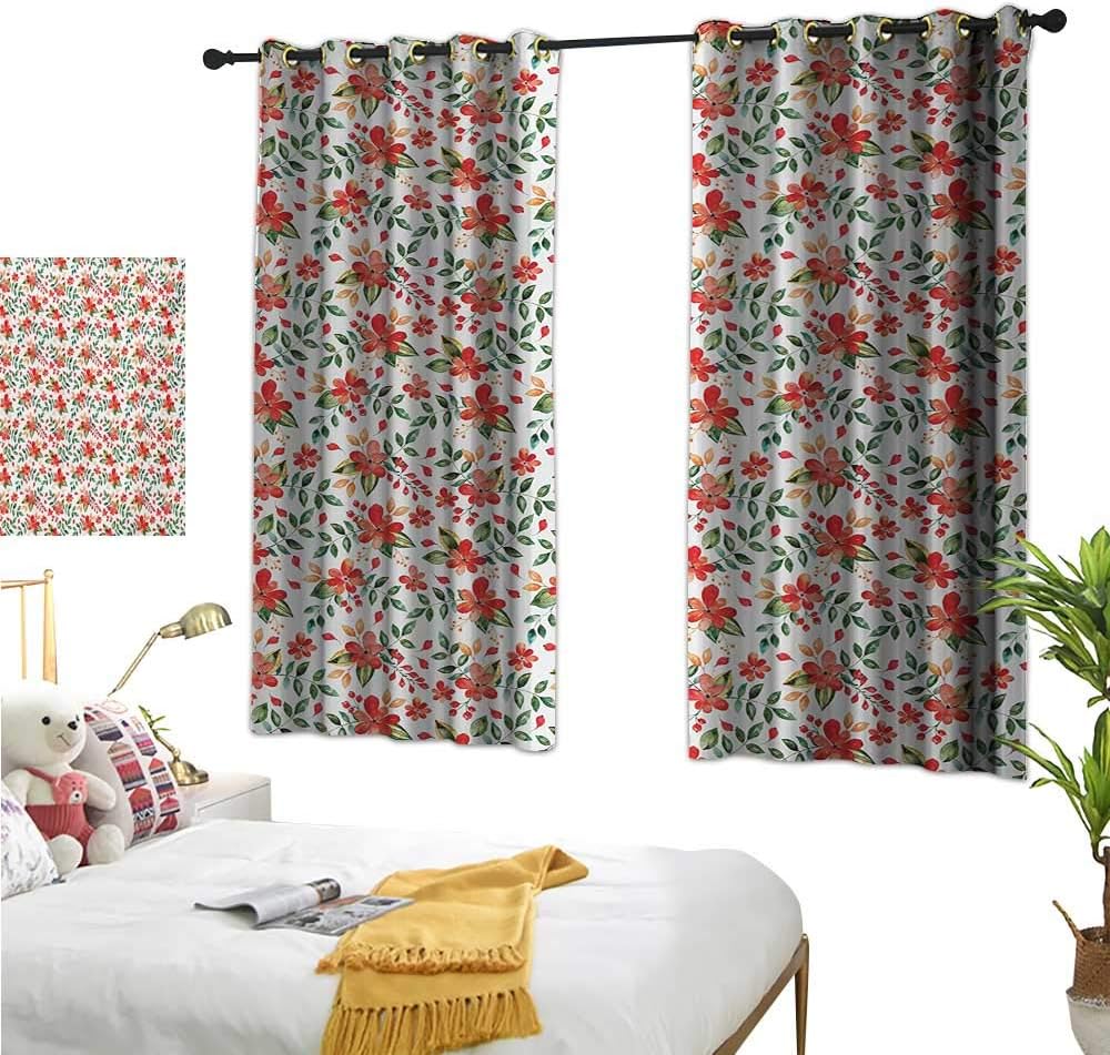 Luckyee - Cortinas para Sala de Estar, Flores, 140 x 114 cm, diseño de
