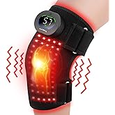 Red Light Therapy for Knee with Vibration Massage Cordless, 660nm & 850nm Infrared Rechargable Heated Knee Massager, Redlight Knee Wrap Used on Elbows Shoulder Joints, 20min Auto Off, Easy Clean