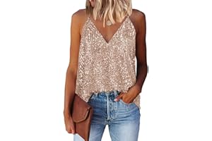 Lime Flare Women Sexy V Neck Sparkle Shimmer Cami Tank Tops
