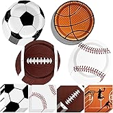 Sports Birthday Party Decorations 80Pcs Sports Party Plates and Napkins Baseball Football Soccer Basketball Rugby Disposable Paper Plates Napkins for Boy Birthday Party Decoration Supplies Favors