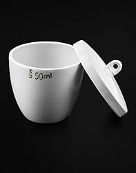 QWORK Lab Porcelain Crucible with Lid, 6 Pack, 50ml