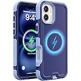 Follaroma for iPhone 16 Case, Compatible with MagSafe, Heavy Duty Shockproof Protective Phone Case, Anti-Drop Protection, Dual Layer Magnetic Phone Cover for iPhone 16, 6.1", Blue-Purple
