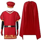 POEWAUVE Halloween Men Costume Outfits Red Cloak Top Robe Cape Glove Belt Oversleeve Fancy Dress