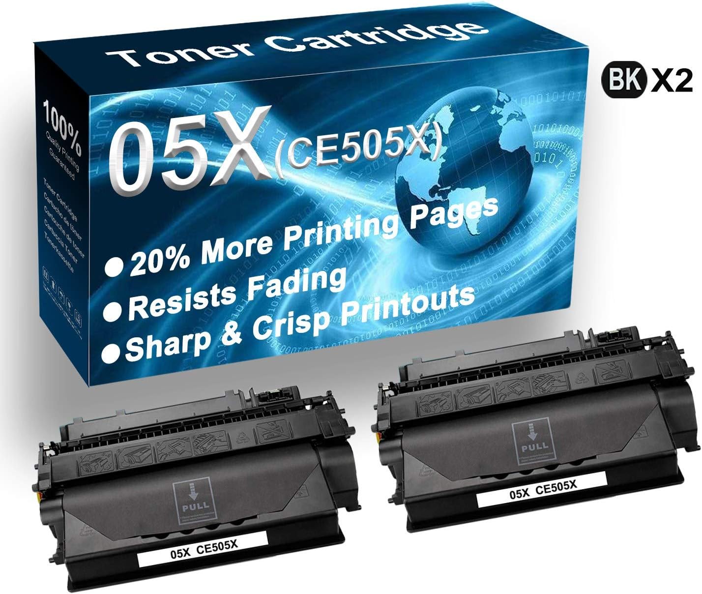 2Pack Compatible High Yield Black 05X CE505X Printer