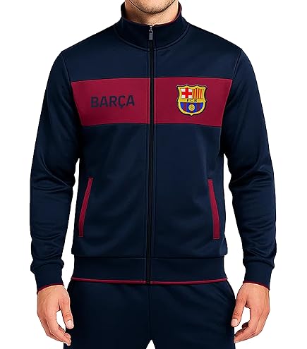 Icon Sports Men's Standard FC Barcelona Track Jacket, Blue, Large
