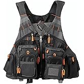 TOMSHOO Fly Fishing Vest for Men Women Adjustable Strap with Mesh Shoulder Pad Multi Pockets for Outdoors Stream Fishing