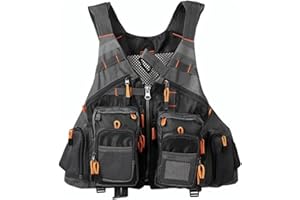 TOMSHOO Fly Fishing Vest for Men Women Adjustable Strap with Mesh Shoulder Pad Multi Pockets for Outdoors Stream Fishing (Bla