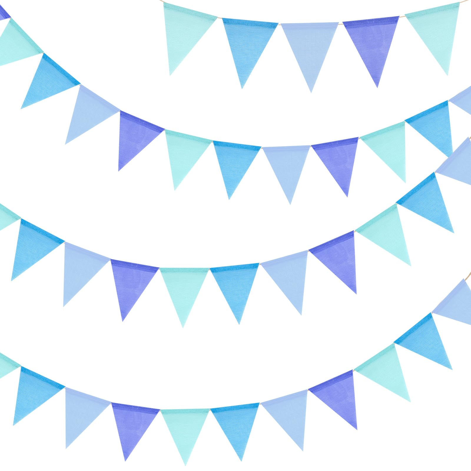 G2PLUS 12M Blue Burlap Bunting, 36PCS Blue Hessian Bunting, Reusable Outdoor Waterproof Bunting, Burlap Banner for Birthday, Baby Shower, Wedding, Nursery/Garden Decoration — image 1