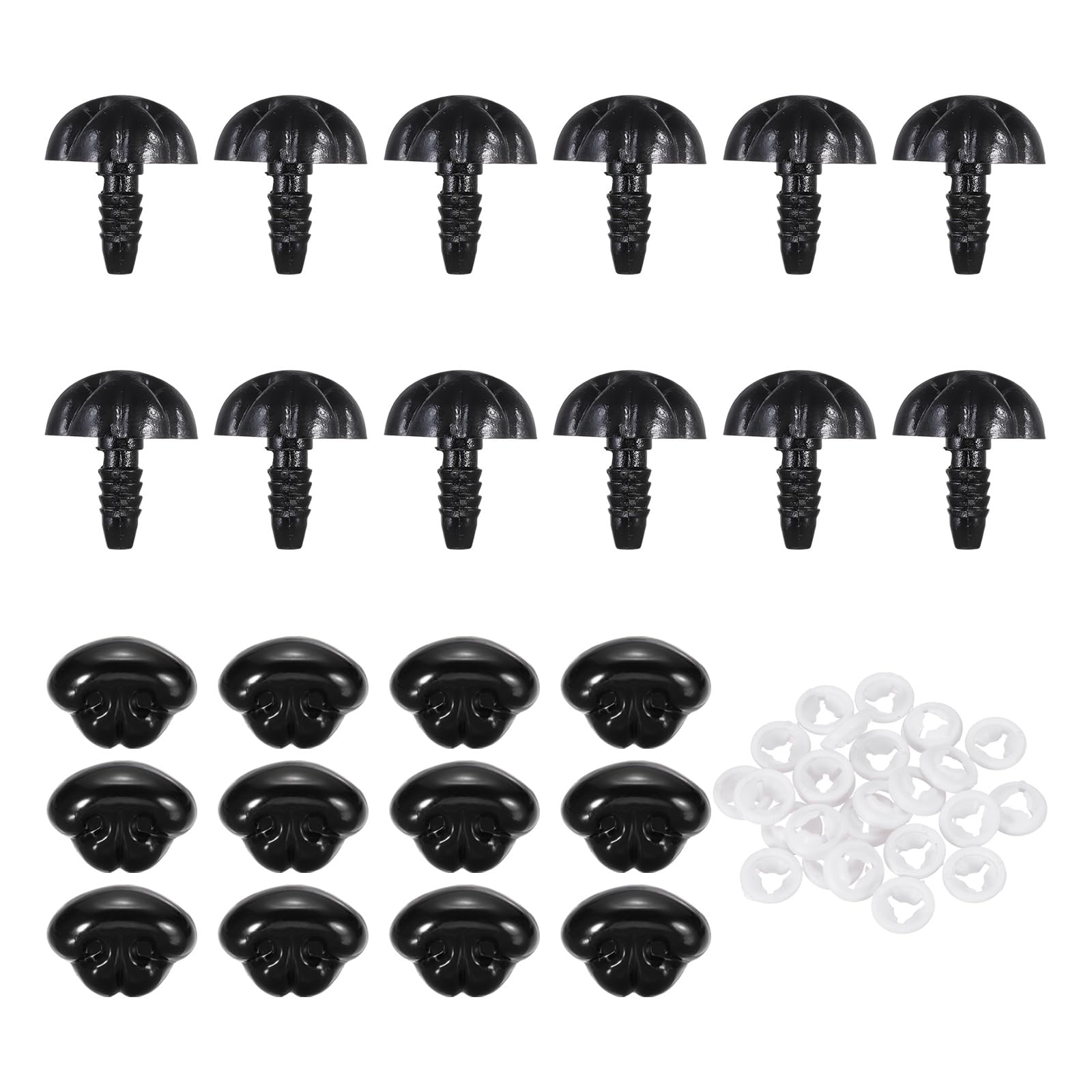 sourcing map 25Pcs Safety Dog Noses, Plastic Matte Dog Nose with Spacer for DIY Stuffed Animals Crochet Bear Doll Making Supplies, 19 x 15 x 21mm / 0.75 x 0.59 x 0.83in