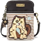CHALA Cat Collection Cell Phone Crossbody Purse-Women PU Leather/Canvas Multicolor Handbag with Adjustable Strap
