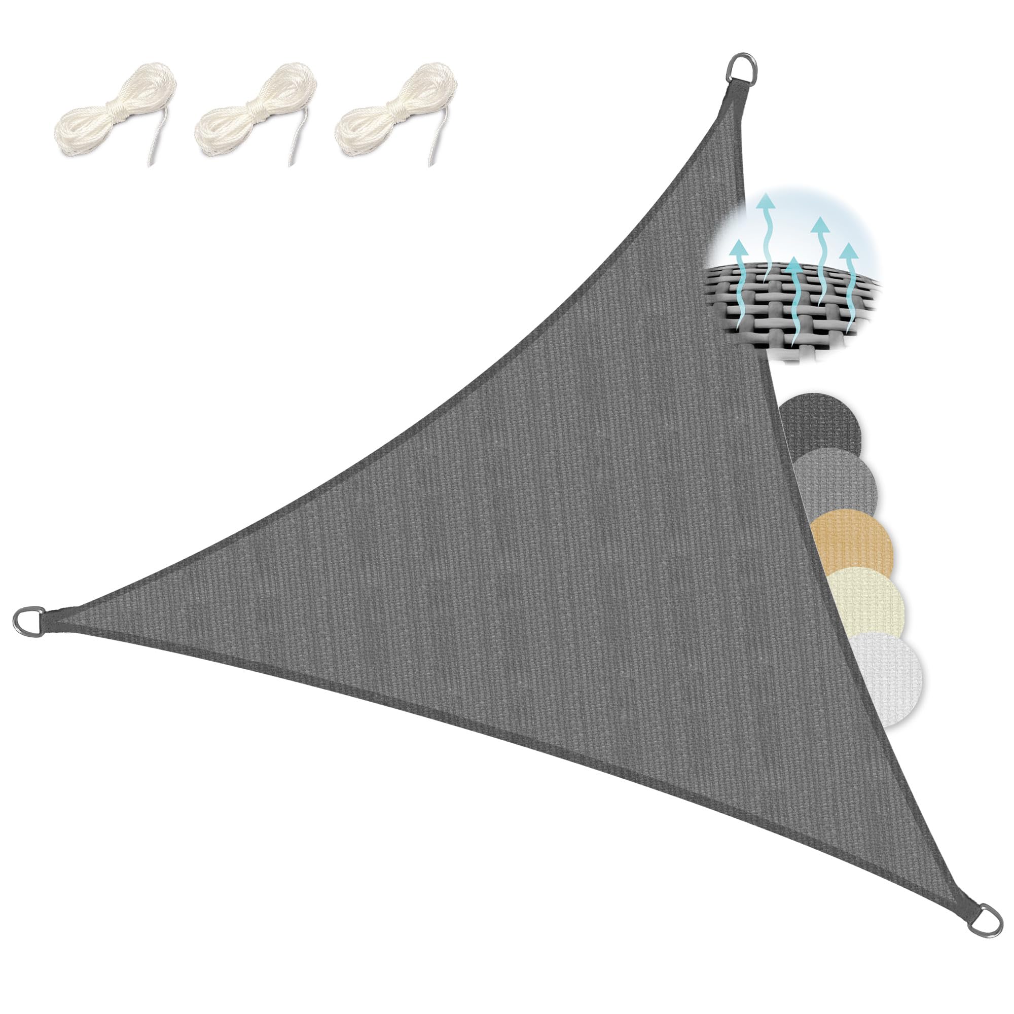 Sol Royal SolVision HS9 – Triangle Sun Shade Sail 2x2x2 m HDPE Breathable & UV-light resistant Sun Protection for Terrace, Balcony, Pool & Garden – Sun Sail 200x200x200 cm Shade Fabric Anthracite