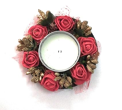 VBN Unique Rose Style Wax Diya for Diwali Pooja Pack of 1(3inches)
