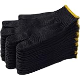 Safety Work Gloves 12 Pairs Polyester Knitted Gloves for Garage Warehouse Painter Mechanic Industrial Gardening Construction