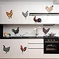 PLIGREAT 8 Pcs Roosters Hens Wall Stickers, Removable Vinyl Peel and Stick Wall Decals for Kitchen Pantry Playroom Nursery Fa