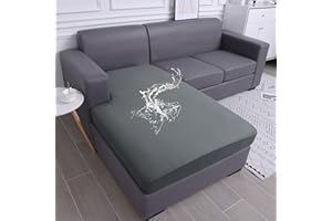 hyha Waterproof Couch Cushion Covers, Sectional Couch Covers, L Shape Sofa Cushion Covers, Stretch Sofa Seat Cushion Slipcovers, Chaise Lounge Cover with Elastic Bottom (Chaise Cover, Dark Gray)