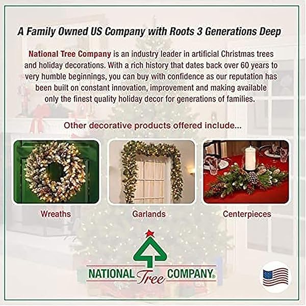 NATIONAL TREE COMPANY 4 FT PRE-LIT KINCAID SPRUCE MINI ARTIFICIAL CHRISTMAS TREE, 100 CLEAR LIGHTS, 269 TIPS, INCLUDES STAND, GREEN