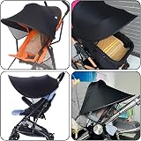 Esteopt Pram Sun Shade UPF50+ Universal Baby Stroller Canopy Black view 5
