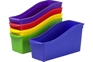 Storex Interlocking Book Bins, 5 1/3 W x 14 1/3 L x 7 H, 5 Color Set, Plastic (70105U06C)