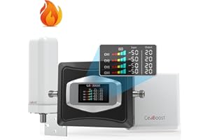 CELLBOOST Cell Phone Signal Booster, for Home and Office, Band5/12/13/17/4/66/2/25,6,000 sq ft, Boost 4G LTE and 5G, for All U.S.& Canadian Carriers-Verizon, AT&T, T-Mobile& More, FCC Approved (Black Silver)