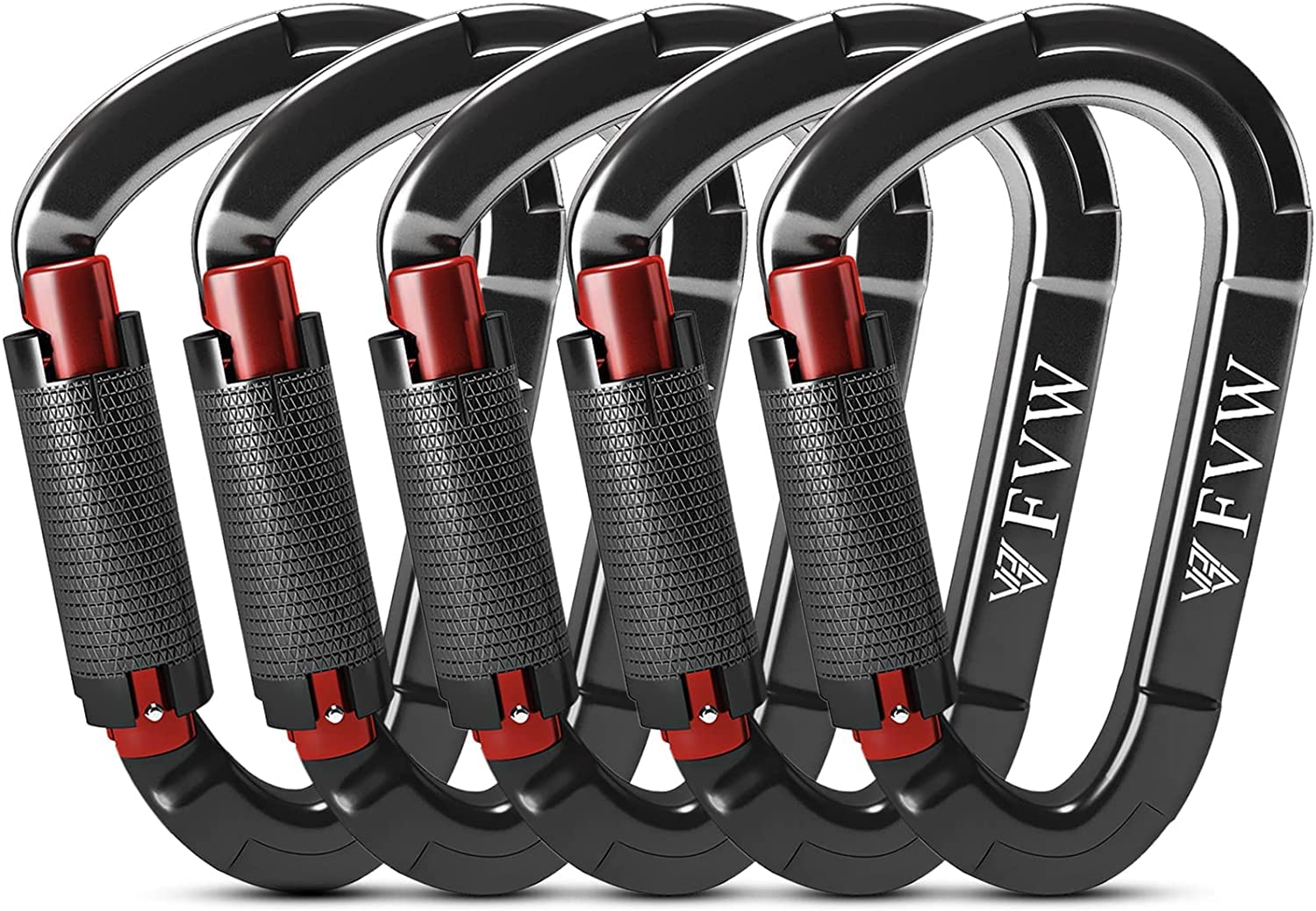 RIGINADO Carabiner Climbing Equipment, 5 Pack UIAA Certified 25KN Automatic Locking Climbing Clips for Hammocks, Swings, Lockable Dog Leash and Harness, Camping, Hiking — image 1