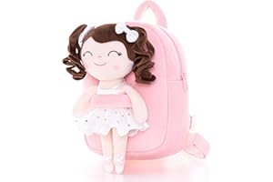 Gloveleya Toddler Backpack Baby Ballerina Girl Gifts Plush Curly Hair Ballet Backpack - White 9 inches