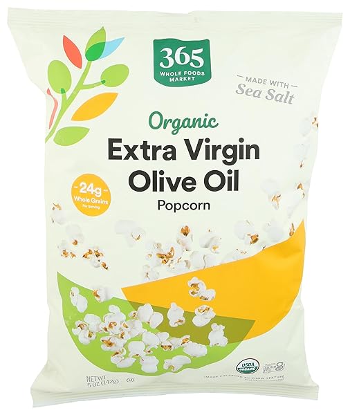 365 BY WHOLE FOODS MARKET, ORGANIC EXTRA VIRGIN OLIVE OIL AND SEA SALT POPCORN, 5 OUNCE