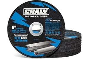 CRALY 6 Inch Cut-Off Wheels for Cutting Metal & Stainless Steel, Professional Grade Ultra Thin Metal Cutting Disc for Angle Grinder & Die Grinder, 7/8 in Arbor, 25-Pack(30115001-25)