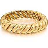 FAMARINE Gold Silver Chunky Bangle Bracelet for Women Men