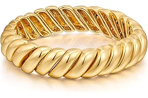 FAMARINE Gold Silver Chunky Bangle Bracelet for Women Men