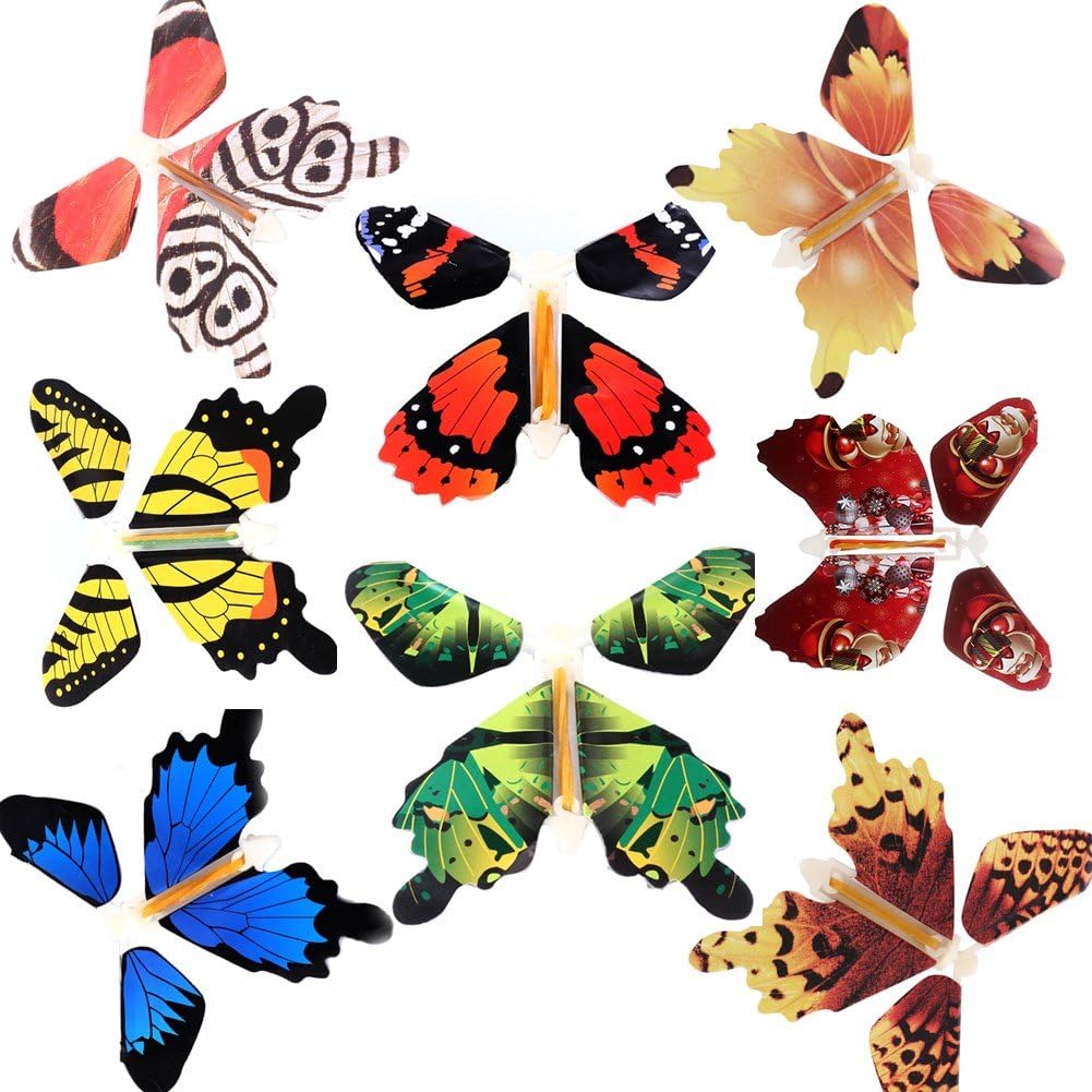beemean Magic Flying Butterfly Gift Cards - Wind Up Butterfly in The Book Fairy Toy Great Surprise Wedding (8PCS)