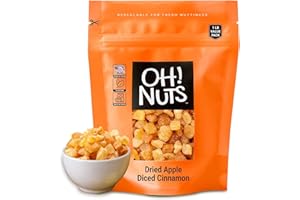Oh! Nuts Dried Cinnamon Apple - 1 LB - Sweetened Dried Fruit Diced - Dehydrated Fruit Bites - Packed in New York Zip-Seal Bag for Exceptional Freshness