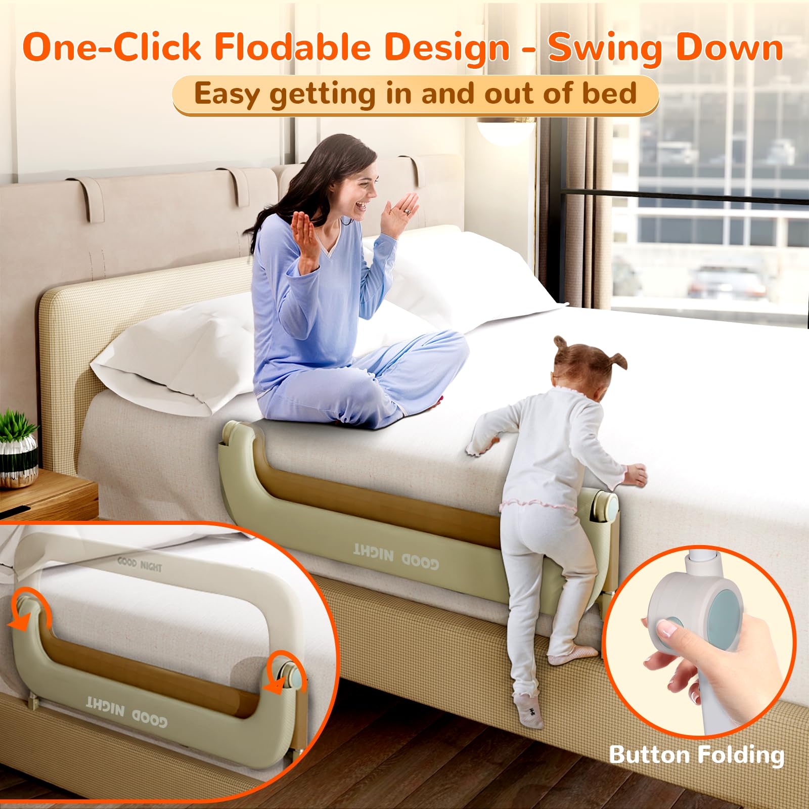 Deeteck Bed Guard Rail for Toddlers - 32