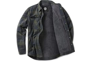 CQR Men's Flannel Shirt Jacket Long Sleeve, Winter Warm Outdoor Casual Plaid Jacket Coat with Pockets