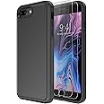 Diverbox for iPhone 8 Plus Case iPhone 7 Plus Case [Tempered Glass Screen Protector] [Shockproof] [Dropproof] Heavy Duty Protection Phone Case Cover for Apple iPhone 8 Plus & 7 Plus (Black)