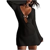 GORGLITTER Women's Crochet Dress Swimsuit Coverup Long Sleeve Bikini Bathing Suit Swim Suits Beach Cover Ups Swimwear Black Small