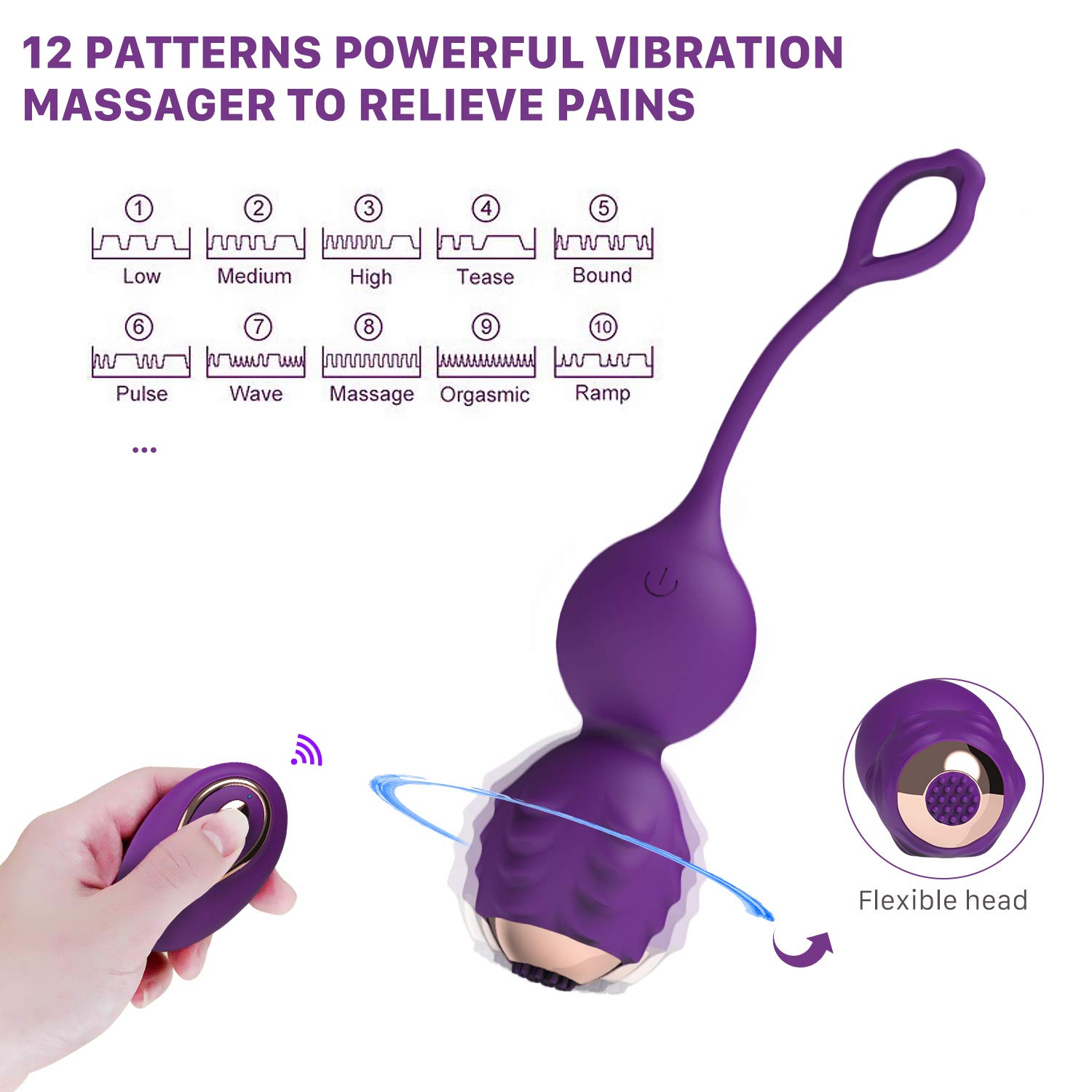 Kegel Balls Exercise Weight for Women Bladder Control & Pelvic Floor Exercises Tightening,Wireless Remote Silicone Ben Wa Balls Pelvic Weights Training Set for Beginners & Advanced Tightening (Purple)