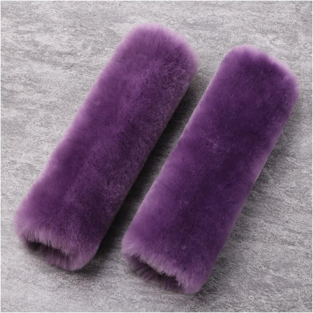 2pcs Auto Genuine Sheepskin Seat Belt Covers Pads,Safety Fuzzy Car Seat