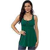 MOONCOLOUR Women's Sleeveless Lace Up Casual Tank Tops Tunic Solid Blouse