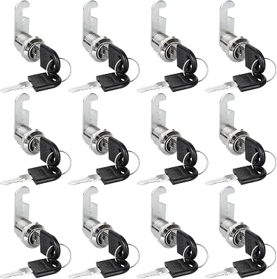 JMIATRY 12x 20mm Security Cam Locks w/ 24 Keys for Mailbox Drawer Cabinet Door