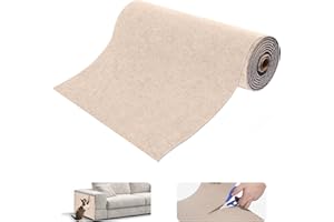 Uranshin Trimmable Cat Scratch Mat pad Self-Adhesive Cat Scratching Post Carpet Covered 78.7"x15.8" Cat Tree Shelves Replacement Parts cat Furniture Protector for Couch Wall (Khaki)