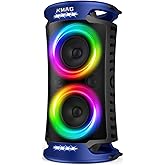 Large Bluetooth Speaker, 260W Peak Powerful Loud Sound with Deep Bass, 15Hr Playtime, Fast Charge, TWS, Cool Lights, Portable Outdoor Speaker Wireless for Party, Camping, Beach, Backyard, Work (Blue)