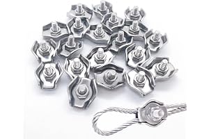 20 Pieces M2 Wire Rope Clip Single Bolt Cable Clamp for 1/16 Inch Wire